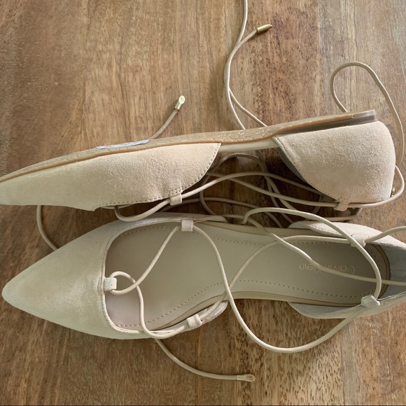 NWOT Calvin Klein Lace Up Haida Sandstorm Flats - Picture 5 of 7
